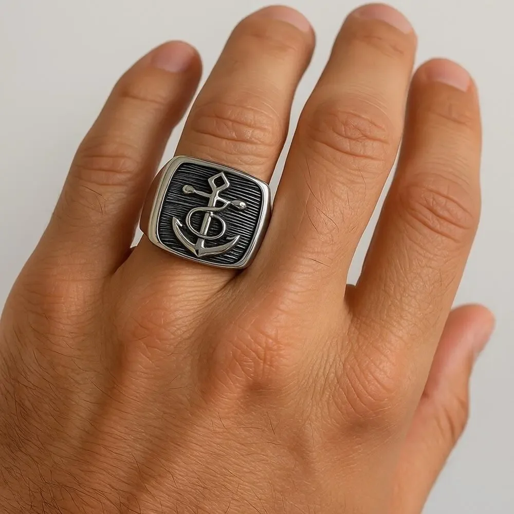 Nautical Anchor Handmade Men's Ring Size 11 NWT